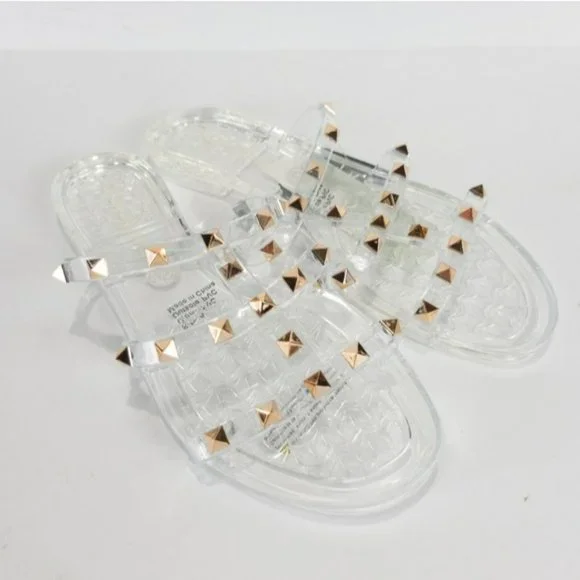 Olivia Miller Milos Island Jelly Slide Sandals Clear -6 - Picture 5 of 7